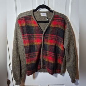 Vintage Jersild Plaid Wool And Mohair Cardigan Size M